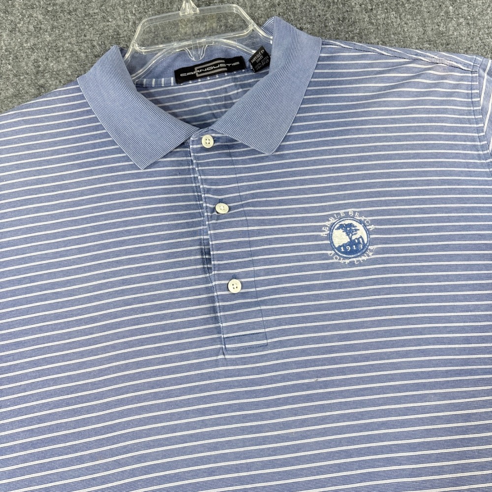 Carnoustie Pebble Beach Golf Links Polo Shirt Mens XL Blue White Stripe Cotton